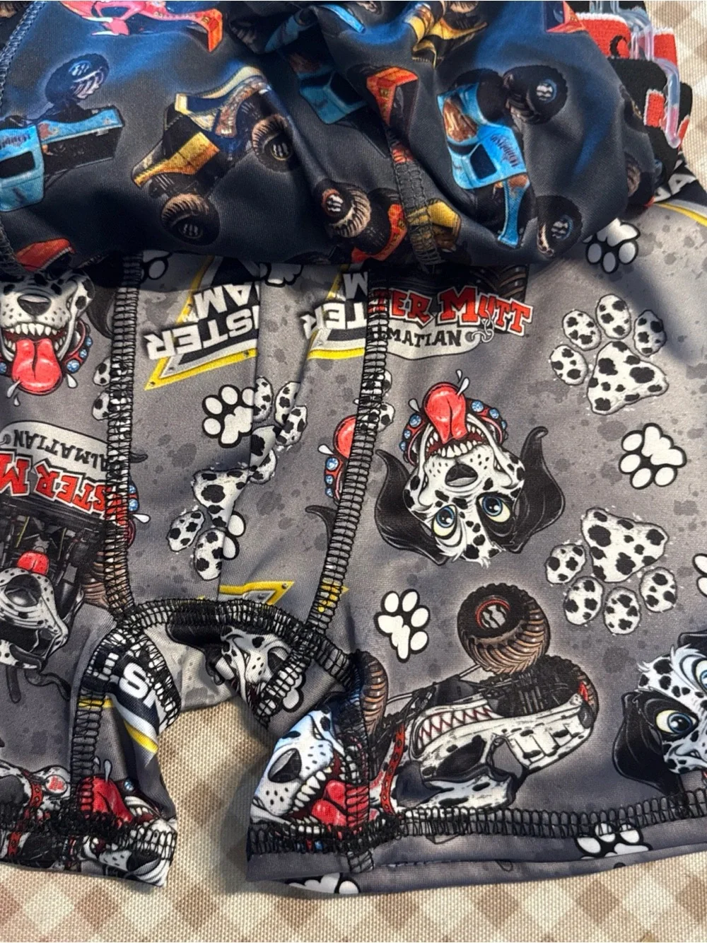 Boys' Athletic Boxer Briefs - Black with Multicolor Monster Trucks, Size 6